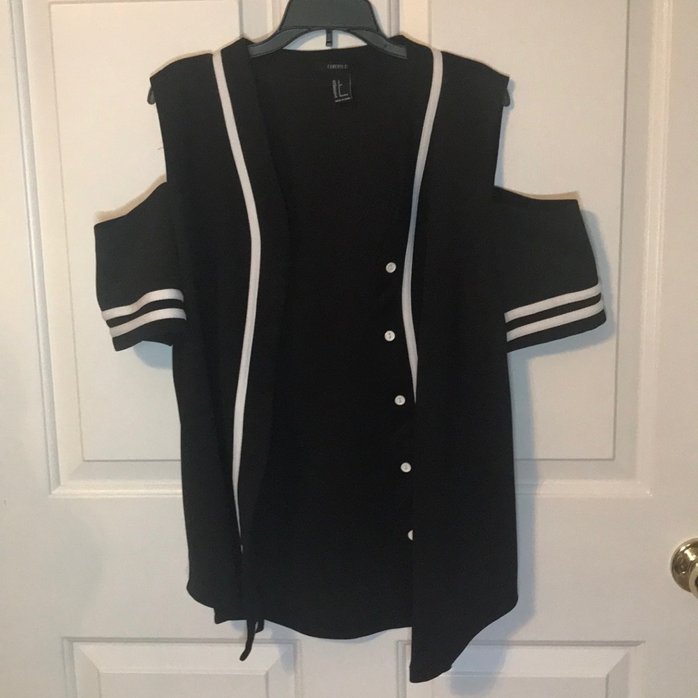 Black and white baseball jersey